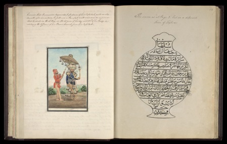 A Hindu ascetic with an attendant holding a sunshade left - Styles and titles in Persian of Metcalfe as Agent of the G.G.right
