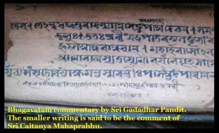 Bhagavatam commentary by Sri Gadadhar Pandit, comment by chaitanya
